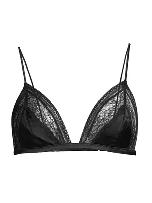 Lace-Trim Metallic Silk Bra