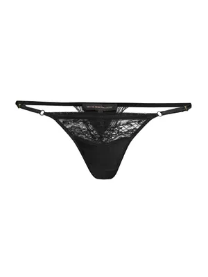 Lace-Trim Charmeuse Thong