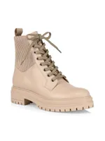 Martis Rib-Knit Leather Combat Boots