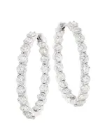 18K White Gold & Diamond Inside-Out Hoop Earrings