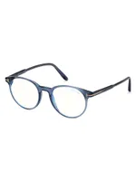 47MM Round Blue Block Optical Glasses