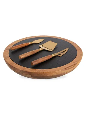 Insignia Acacia Wood & Slate 4-Piece Cheese Board & Tool Set