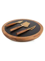 Insignia Acacia Wood & Slate 4-Piece Cheese Board & Tool Set