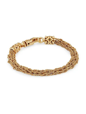 Unisex 24k Goldplated Sterling Silver Crocheted Bracelet