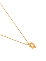 Star of David 18K Yellow Gold Flat Pendant Necklace