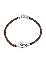 Orbit Sterling Silver & Leather Bracelet