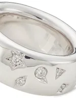 Iconica Medium 18K White Gold & Diamond Ring