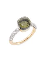 Nudo Petit Prasiolite, Diamond, 18K White Gold & Rose Ring