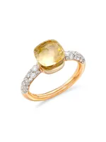 Nudo Petit White Topaz, Diamond, 18K Gold, & Rose Gold Ring