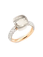 Nudo Classic White Topaz, Diamond, 18K White Gold & 18K Rose Gold Ring