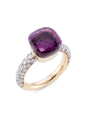 Nudo 18K Rose Gold, Diamond & Amethyst Classic Square Ring