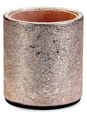 The Hayden Desk Metallic Leather Round Pencil Cup