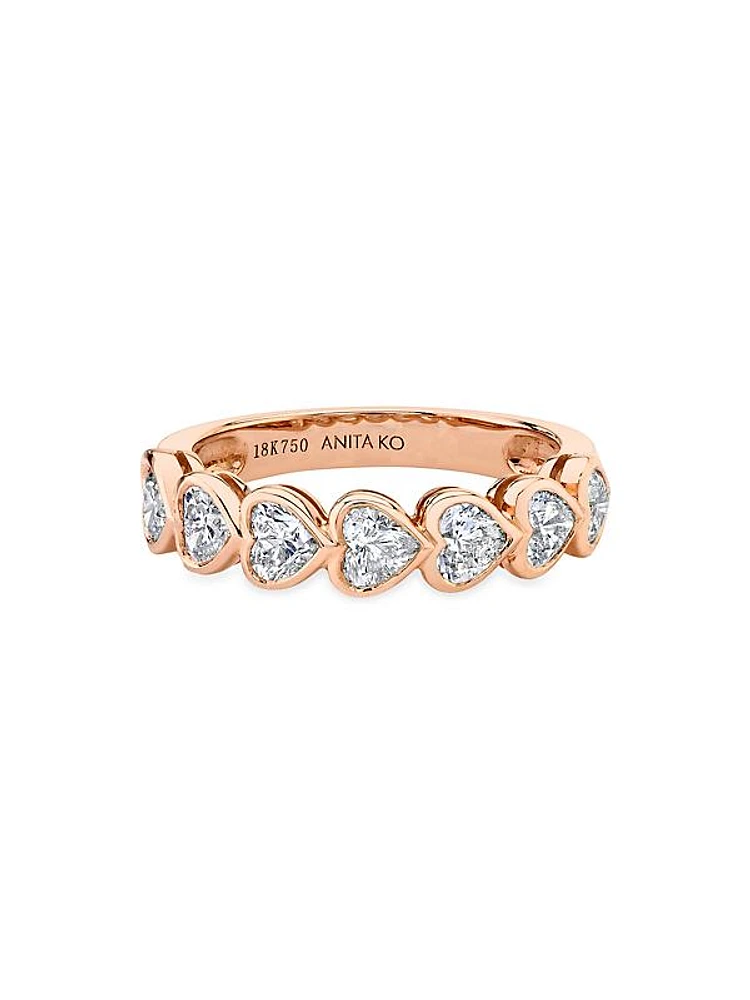 Heart 18K Rose Gold & 1.36 TCW Diamond Half Eternity Band