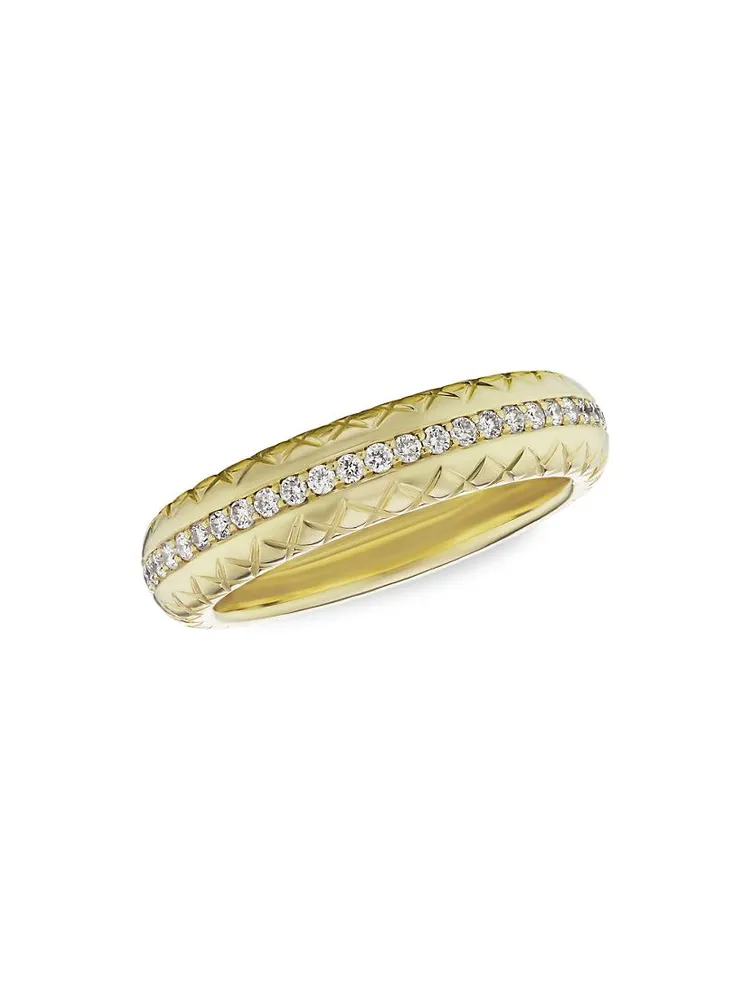 18K Yellow Gold & Diamond Snake Band Ring