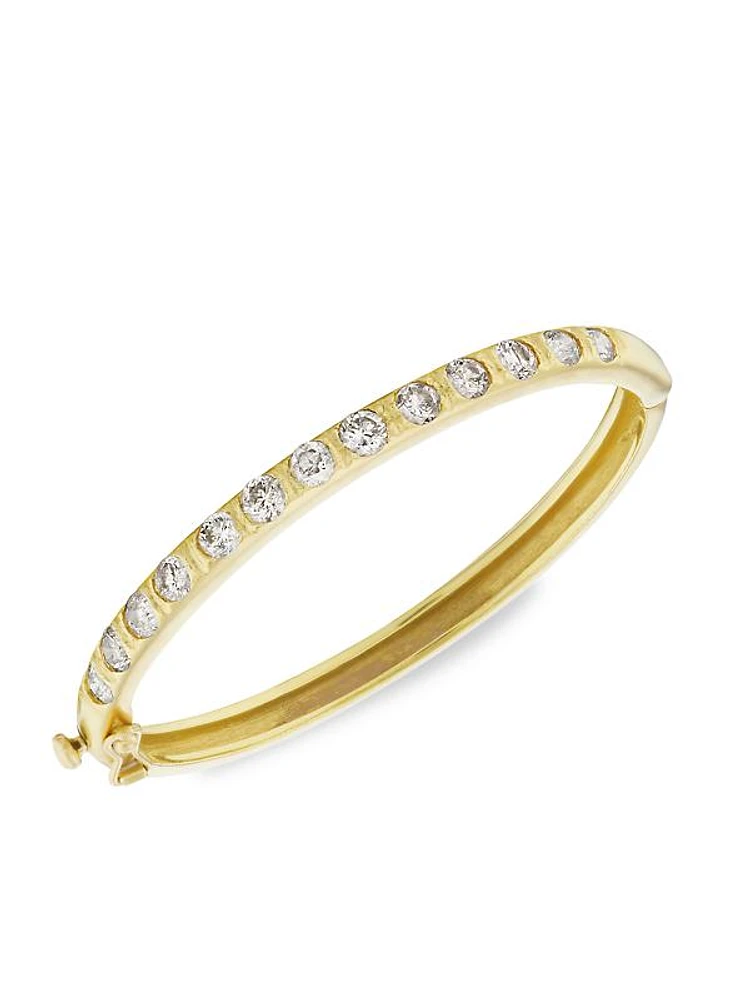 18K Yellow Gold & Old Mine-Cut Diamond Bangle