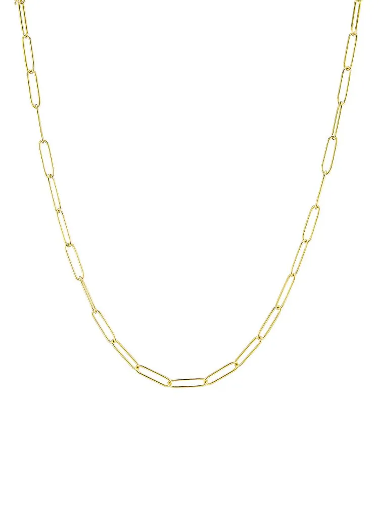 18K Yellow Gold Paperclip-Link Necklace/18"