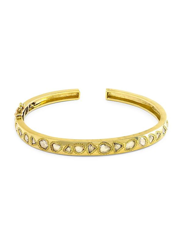 18K Yellow Gold & Rose-Cut Diamond Cuff