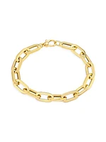 18K Yellow Gold Flat Oval-Link Chain Bracelet