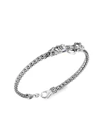 Naga Dragon Silver & Blue Sapphire Double Head Slim Chain Bracelet