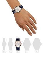 Happy Sport 18K Rose Gold, Stainless Steel, Diamond & Alligator Strap Watch