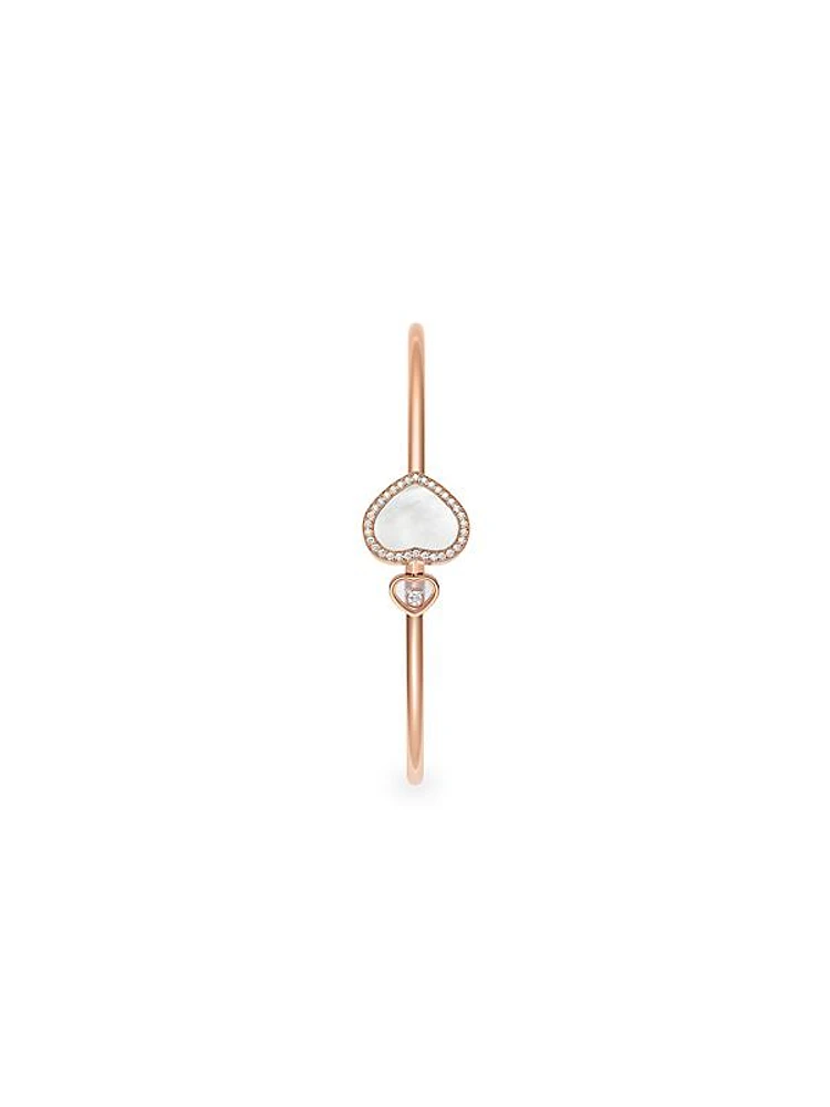 Happy Diamonds Happy Hearts 18K Rose Gold, Diamond & Mother-Of-Pearl Bangle