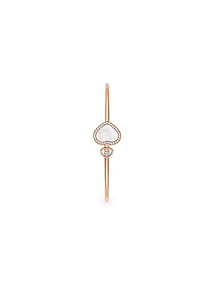 Happy Diamonds Happy Hearts 18K Rose Gold, Diamond & Mother-Of-Pearl Bangle