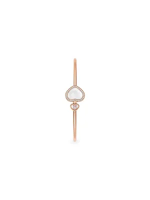 Happy Diamonds Hearts 18K Rose Gold, Diamond & Mother-Of-Pearl Bangle