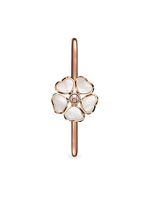 Happy Diamonds Happy Hearts Flower 18K Rose Gold, Mother-Of-Pearl & Diamond Bangle