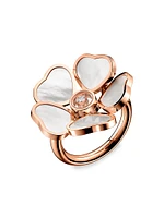 Happy Diamonds 18K Rose Gold, Mother-Of-Pearl, & Diamond Flower Ring