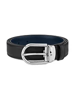 Horseshoe Buckle Cut-to-Size Reversible Leather Belt