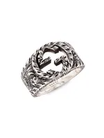 Sterling Silver Interlocking G Ring With Paisley Details