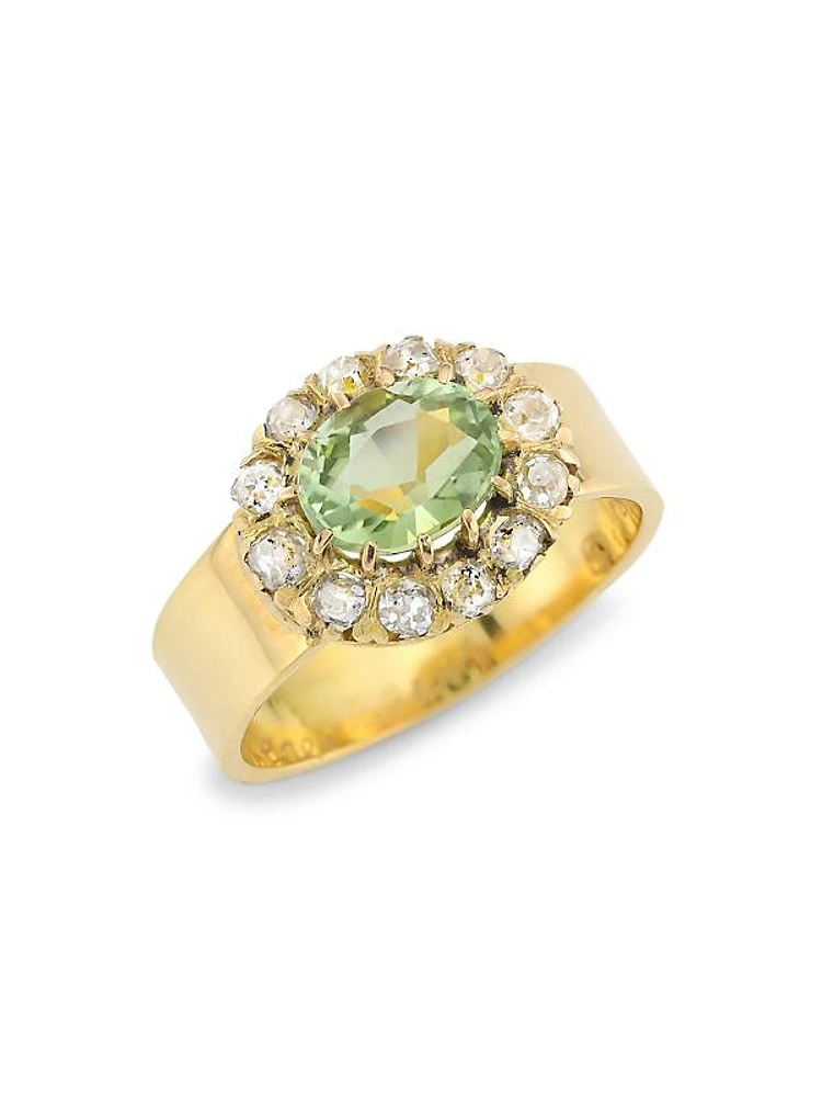 18K Yellow Gold, Diamond & Peridot Ring