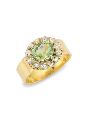 18K Yellow Gold, Diamond & Peridot Ring