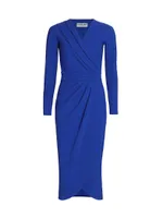 Jodene Pleated Wrap Midi Dress