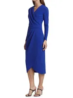 Jodene Pleated Wrap Midi Dress