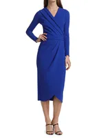 Jodene Pleated Wrap Midi Dress