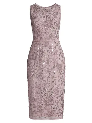 Floral Beaded Sheath Dress