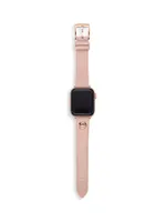 Leather & Rose-Goldtone Logo Apple Watch® Strap/38MM & 40MM
