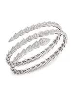 Serpenti Viper 18K White Gold & Pavé Diamond 2-Coil Bangle Bracelet