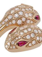 Serpenti Seduttori 18K Rose Gold, Diamond & Rubellite Snake Ring