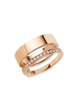 Berbère 18K Rose Gold & Pavé Diamond 2-Row Ring