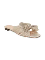 Daphne Metallic Pleated Lamé Mule Sandals