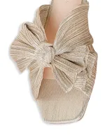 Daphne Metallic Pleated Lamé Mule Sandals