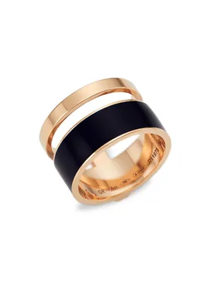 Berber 18K Rose Gold & Navy Lacquer 2-Row Ring