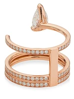 Serti Sur Vide 18K Pink Gold & Diamond Ring