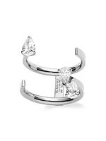 Serti Sur Vide 18K White Gold & 1 TCW Diamond Cuff Ring