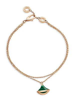 Divas' Dream 18K Rose Gold & Malachite Small Charm Bracelet