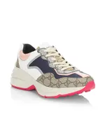 Rhyton Mixed Media GG Canvas Sneaker