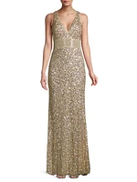 Bead & Sequin Fit & Flare Gown