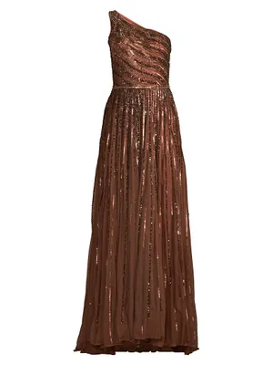 One-Shoulder Sequin Gown